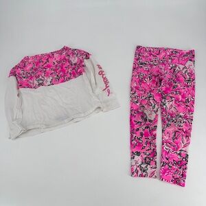 Lilly Pulitzer Kids Lounge Set Shirt + Leggings Small 4 5 FLAWS